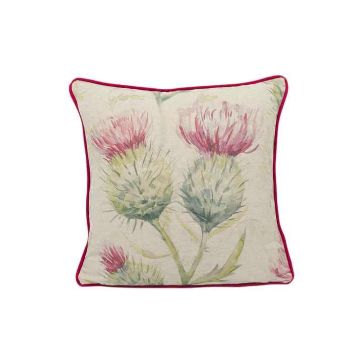 Voyage - Thistleglen - Summer - Stunning Watercolour Thistle Cushion Cover - Handmade Throw Pillow Designer Home Decor.