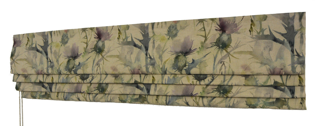 Voyage Decoration - Cirsium - Damson / Natural - Professionally Made Roman Blind.