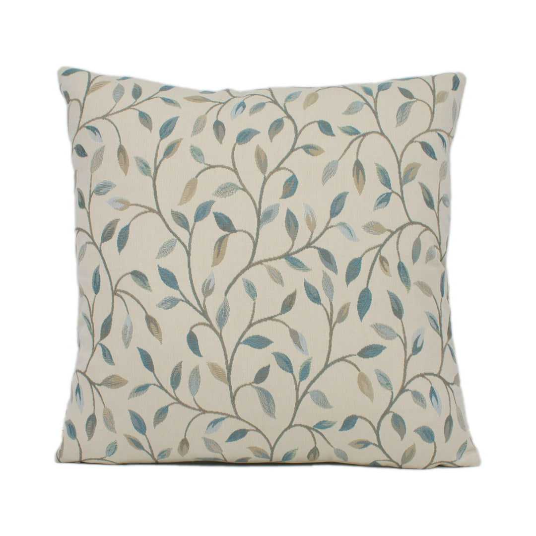 Voyage - Cervino - Duck Egg - Fine Leafy Scrolling Vine Cushion Cover - Handmade Throw Pillow - Designer Home Décor.