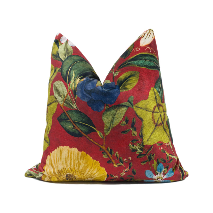 Clarke & Clarke – Passiflora – Rouge – Cushion Cover – Crimson Botanical Velvet