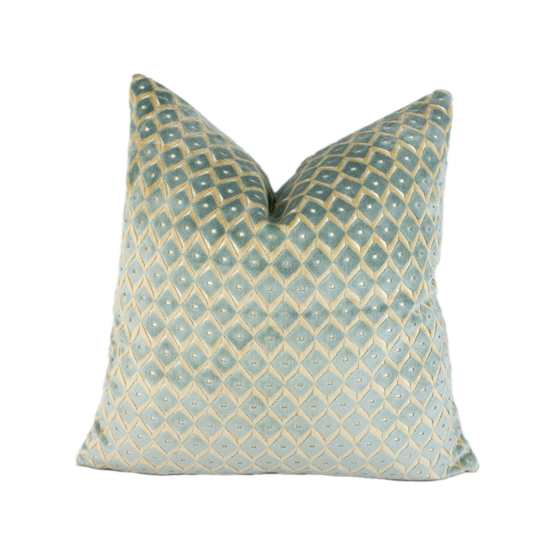 Jane Churchill - Mimosa - Aqua - Stunning Designer Velvet Cushion Cover Home Décor Throw Pillow.