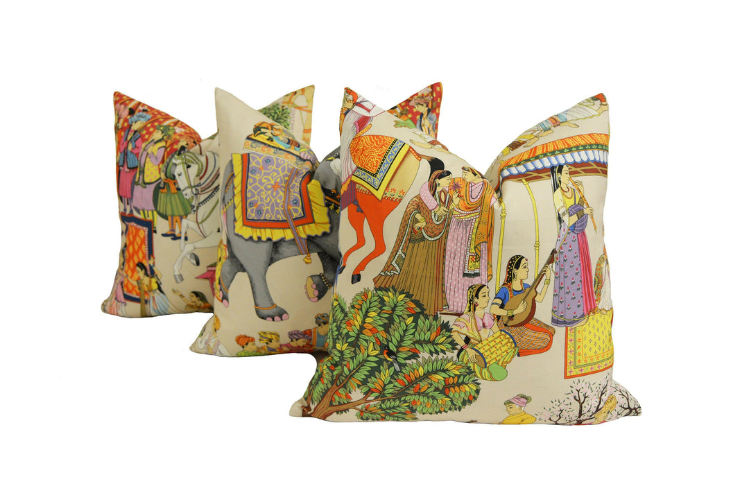 Manuel Canovas - Kalinda - Tangerine - Vibrant Indian Inspired Designer Cushion Cover - Handmade Throw Pillow - Designer Home Decor.