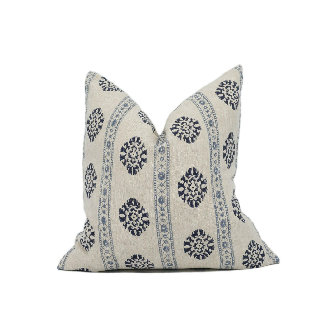 GP & J Baker - Alma - Indigo / Blue - Indian Inspired Striped Cushion Cover - Handmade Throw Pillow - Designer Home Décor.