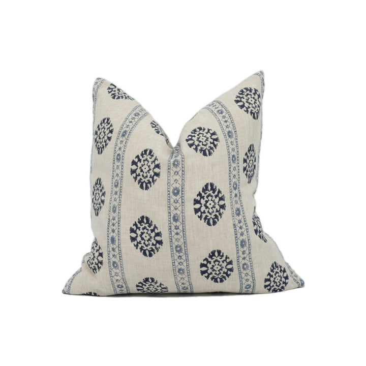 GP & J Baker - Alma - Indigo / Blue - Indian Inspired Striped Cushion Cover - Handmade Throw Pillow - Designer Home Décor.