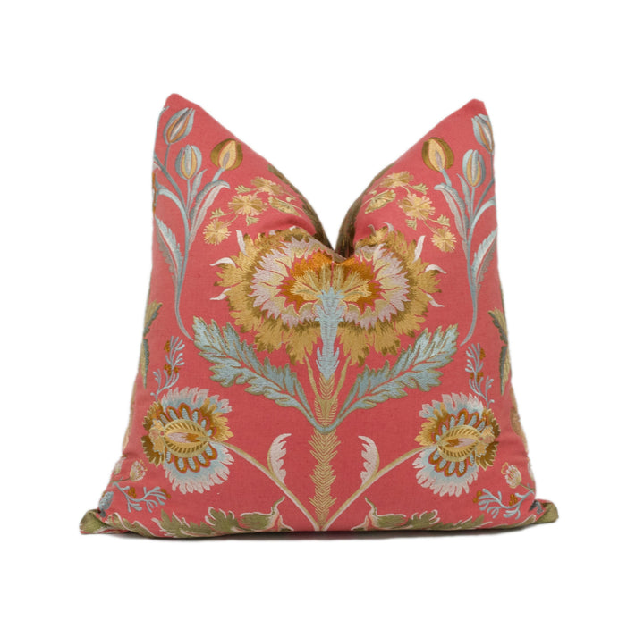 Colefax & Fowler – Dianthus – Red – Cushion Cover – Grand Floral Embroidery