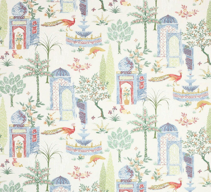 Jane Churchill - Persian Grove - Red / Blue  - Delicate Indian Garden Cushion Cover - Handmade Throw Pillow Designer Home Decor.