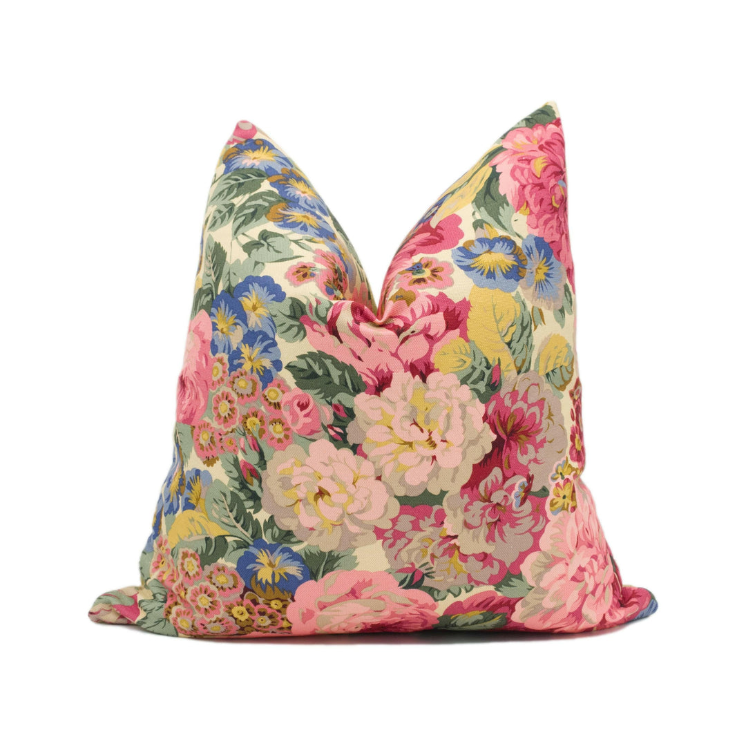 Sanderson - Rose & Peony - Red (Linen) - Beloved Classic Floral Designer Cushion Cover - Luxury Throw Pillow - Handmade.