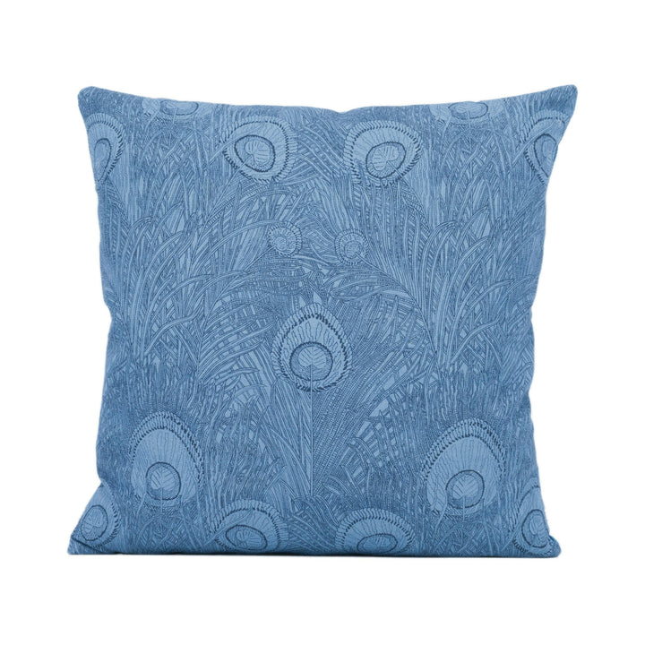 Liberty of London - Hebe - Indigo - Striking Peacock Feather Cushion Cover Handmade Throw Pillow Designer Home Décor.