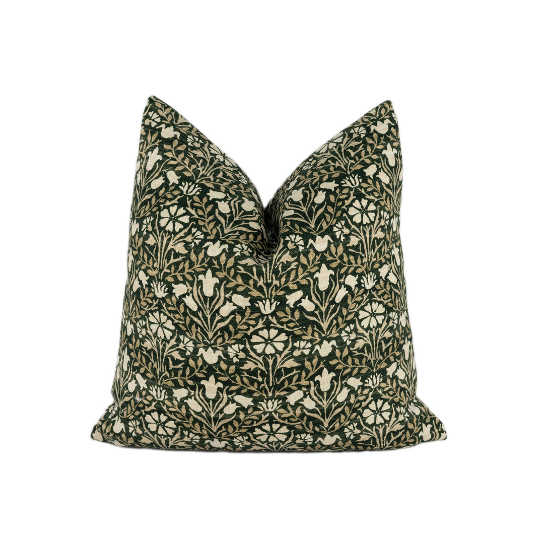 William Morris - Morris Bellflowers - Charcoal / Olive - Stunning Classic English Designer Cushion Cover Home Décor Throw Pillow.