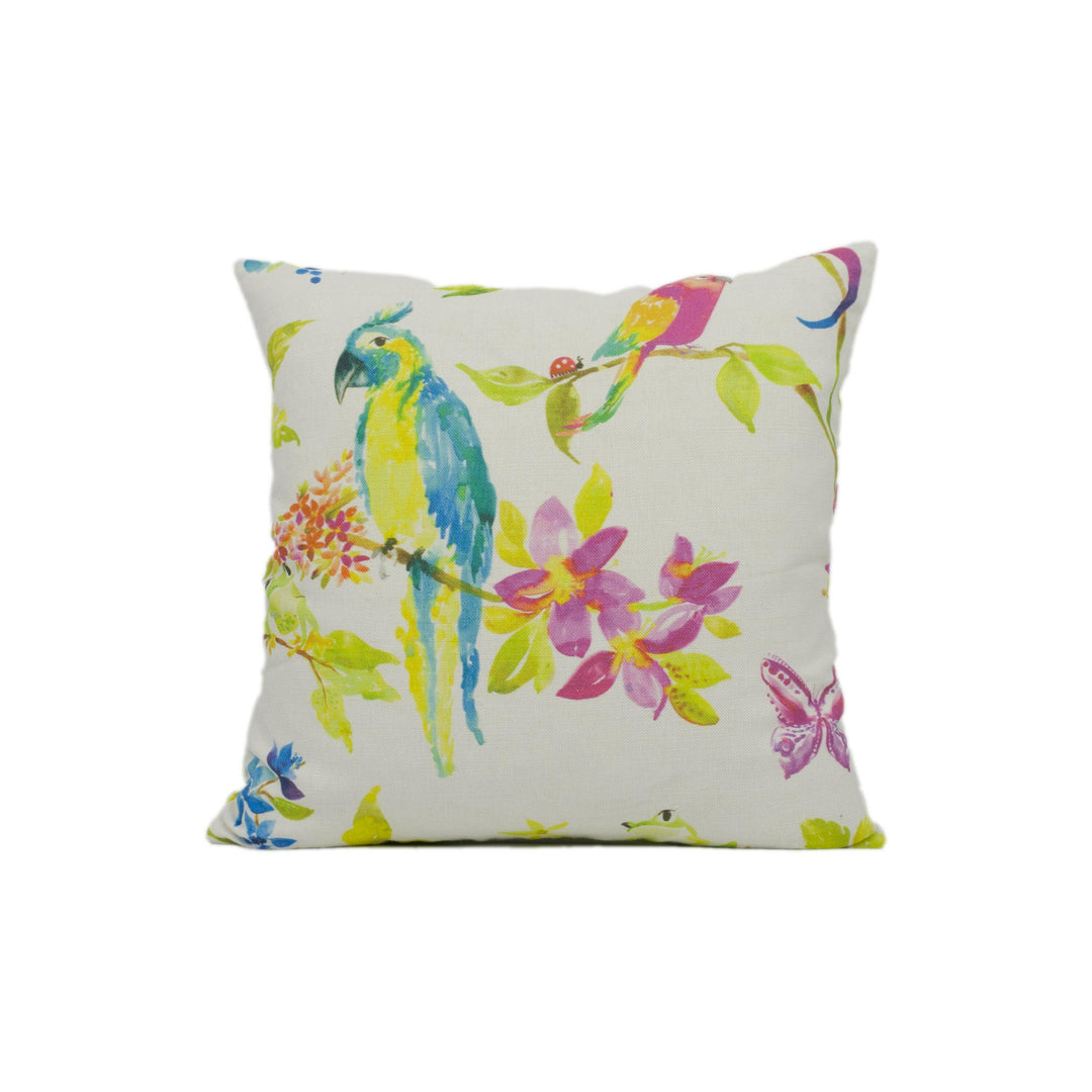 Voyage Maison - Perroquet - Carnival White - Fun Colourful Jungle Animal Floral Cushion Cover - Handmade Throw Pillow - Designer Home Décor.
