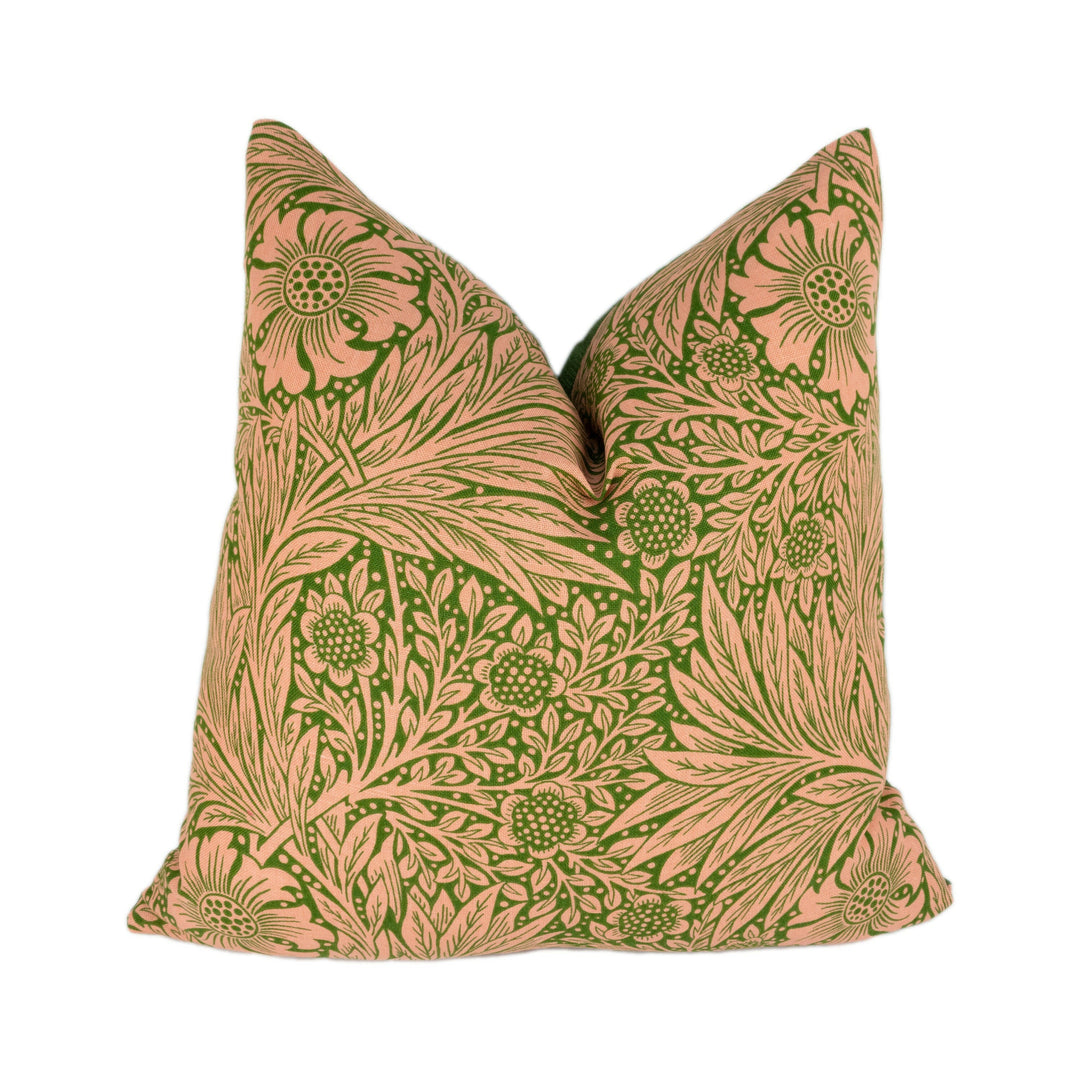 William Morris - Marigold - Olive / Pink - Cushion Cover Throw Pillow Designer Home Decor.