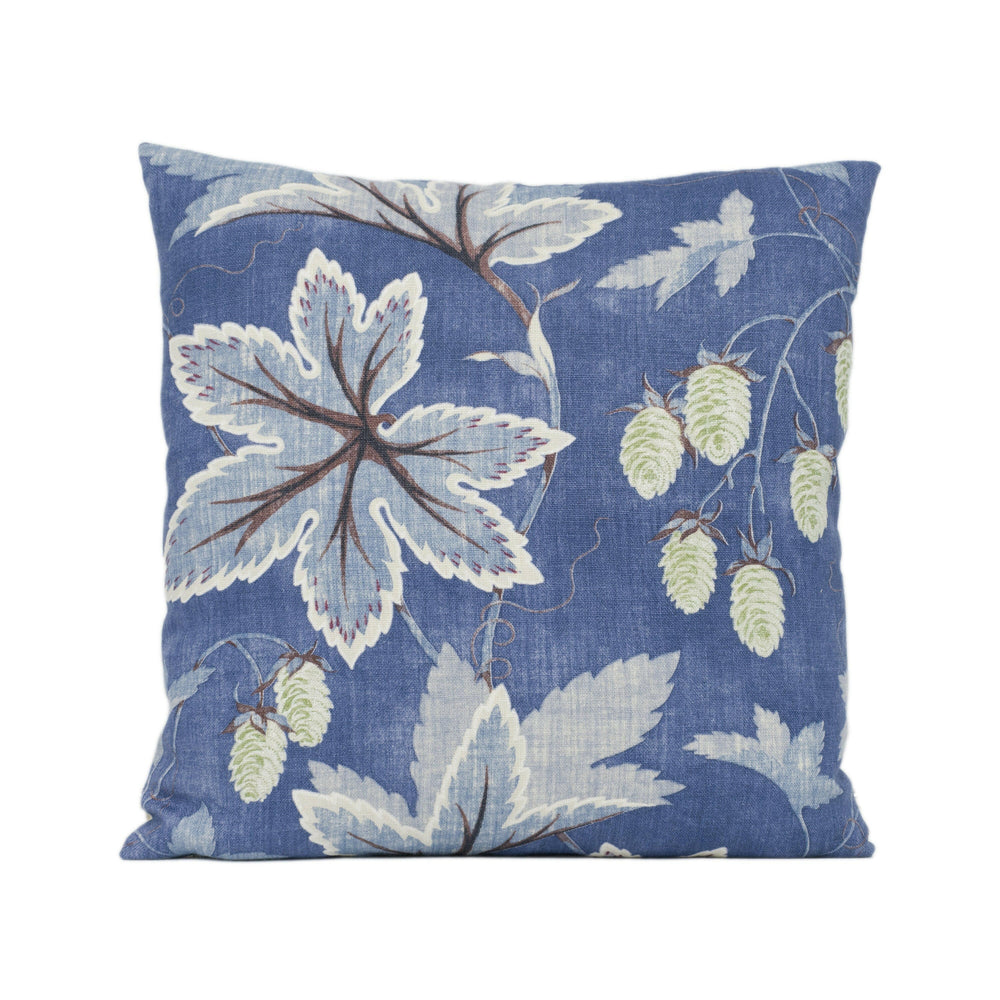 Colefax and Fowler - Lindon - Navy - Gorgeous Modern Trailing Leaf and Hops Cushion Cover - Handmade Throw Pillow Designer Home Décor.