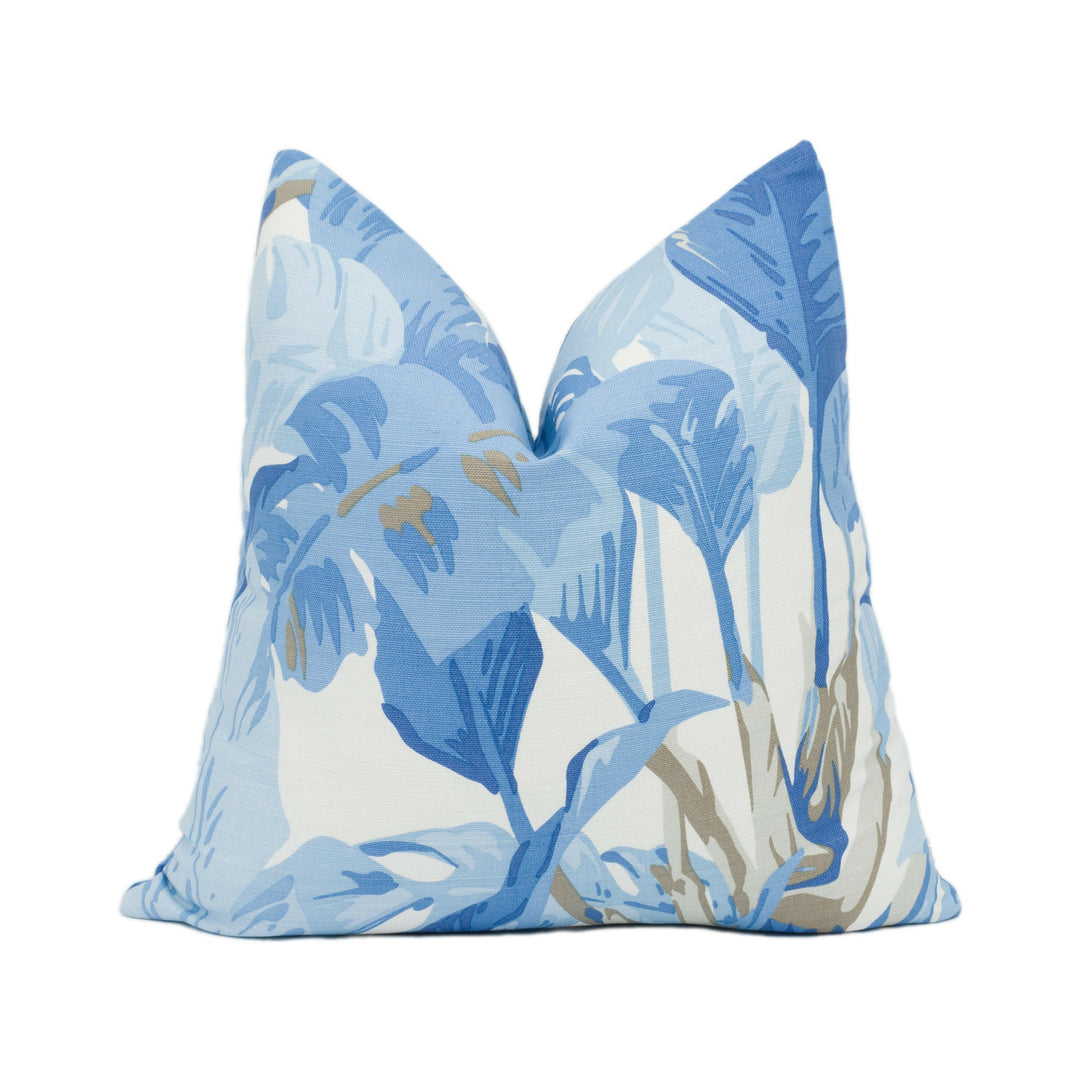 Thibaut - Travelers Palm - Spa Blue - Exotic Tropical Jungle Leaf Cushion Cover Handmade Throw Pillow Designer Home Décor.