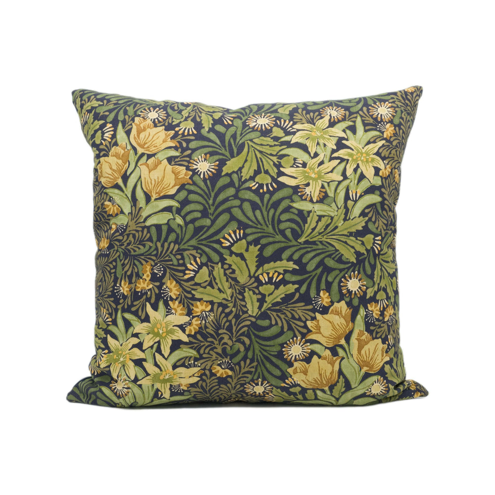 William Morris - Bower - Indigo - Rich Moody Floral Cushion Cover - Handmade Throw Pillow - Designer Home Décor.