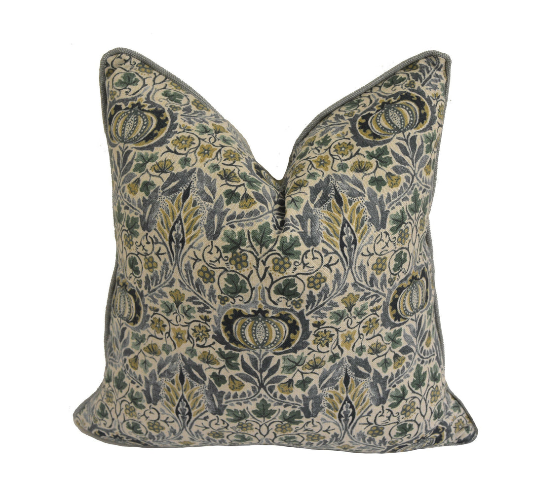 William Morris - Little Chintz - Blue / Fennel - Classic Morris Indian Inspired Pomegranate Designer Cushion Cover- Luxury Throw Pillow.