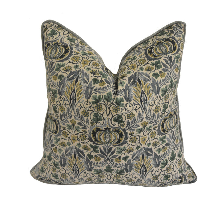 William Morris - Little Chintz - Blue / Fennel - Classic Morris Indian Inspired Pomegranate Designer Cushion Cover- Luxury Throw Pillow.