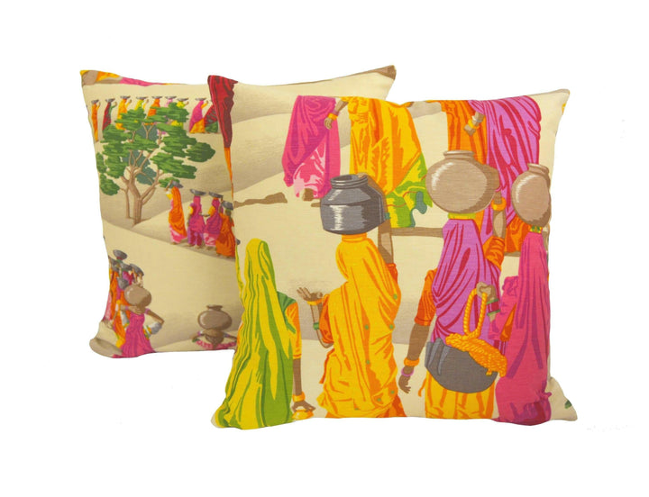 Manuel Canovas - Sari - Fuchsia - Delightful Entrancing Indian Procession Designer Cushion Cover - Luxury Throw Pillow - Handmade Home Decor.