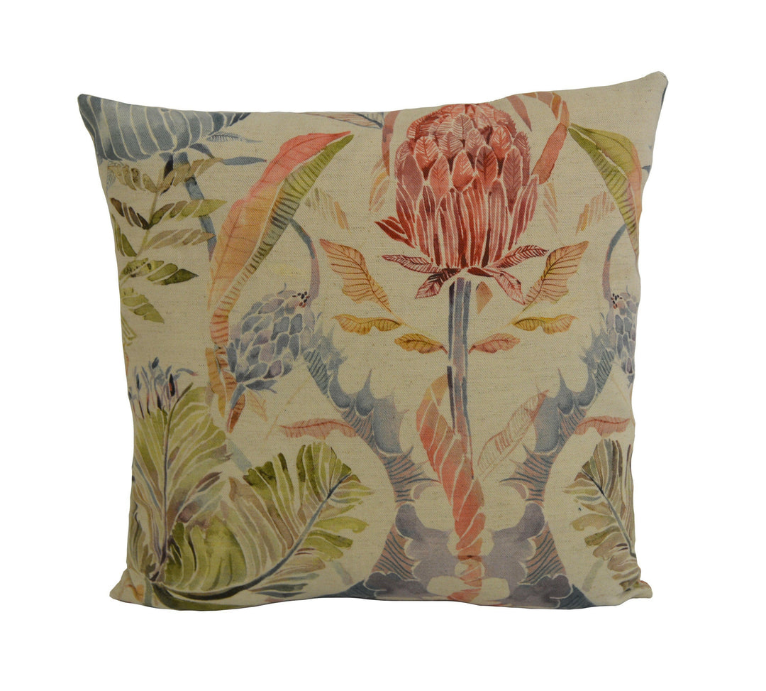 Voyage - Colscott - Pomegranate - Beautiful Watercolour Thistle Trail Cushion Cover - Handmade Throw Pillow Designer Home Decor.