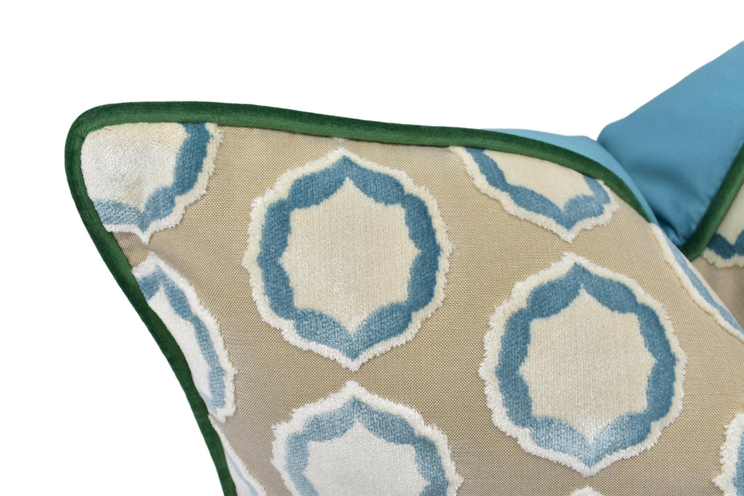 Manuel Canovas - Tiana - Ciel / Ivoire -  Glamorous Polka Dot Designer Cut Velvet Cushion Cover - Luxury Throw Pillow - Handmade Home Decor.