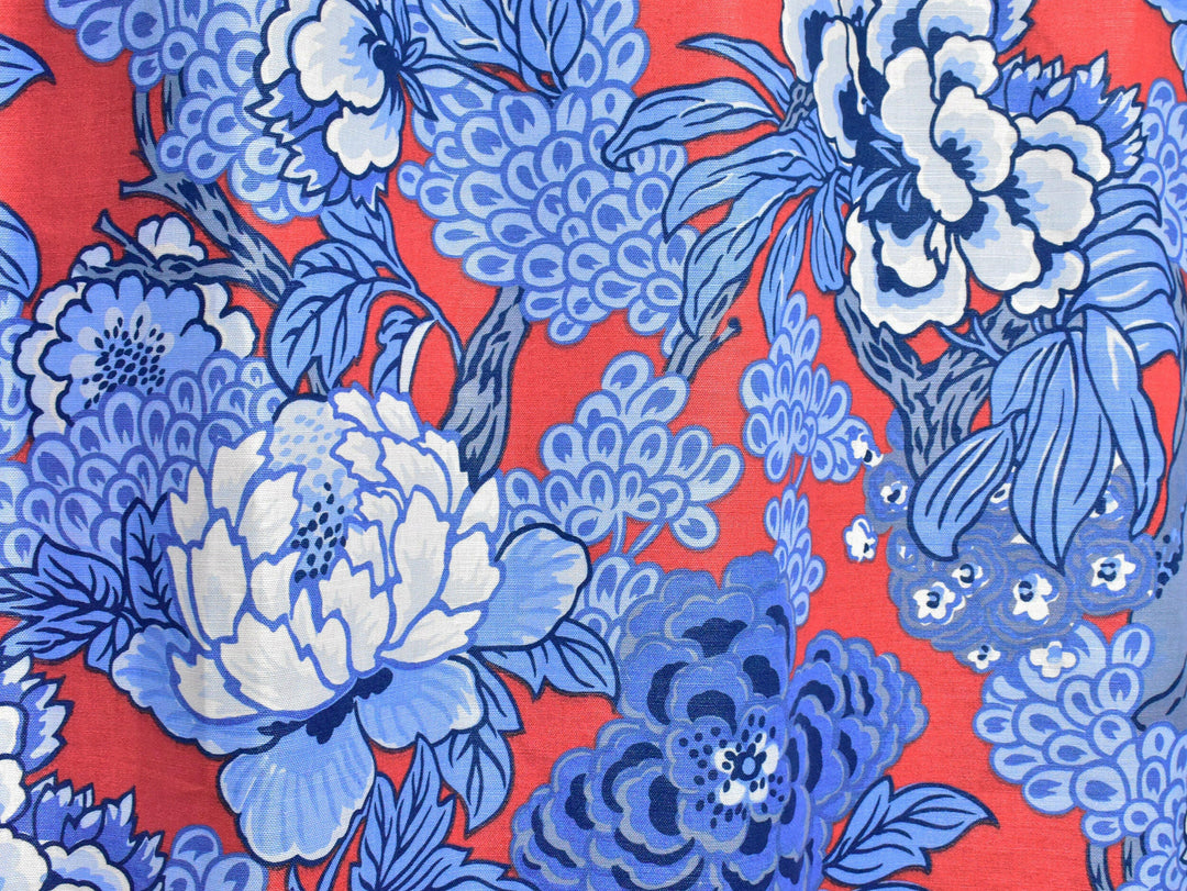 Thibaut - Honshu - Red and Blue - Made to Measure Curtains - draper panels Designer Home Décor.