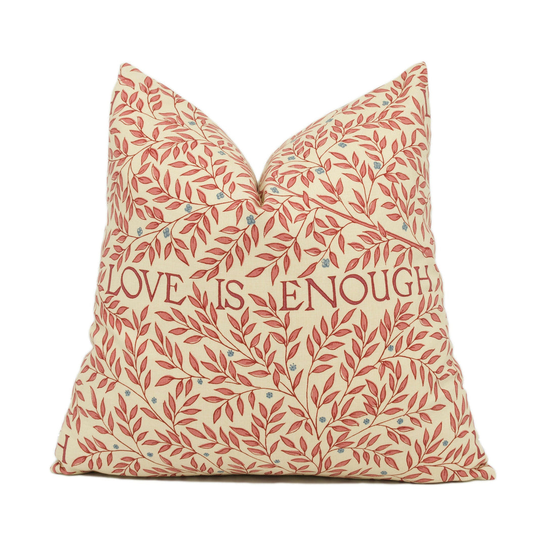 William Morris - Love is Enough - Brick / Manilla - Classic English Design Cushion Cover - Handmade Throw Pillow - Designer Home Décor.