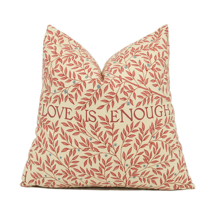 William Morris - Love is Enough - Brick / Manilla - Classic English Design Cushion Cover - Handmade Throw Pillow - Designer Home Décor.