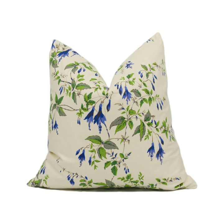 Colefax and Fowler - Fuchsia Chintz - Blue - Graceful Delicate Floral Designer Cushion Cover - Handmade Throw Pillow - Luxury Home Décor.