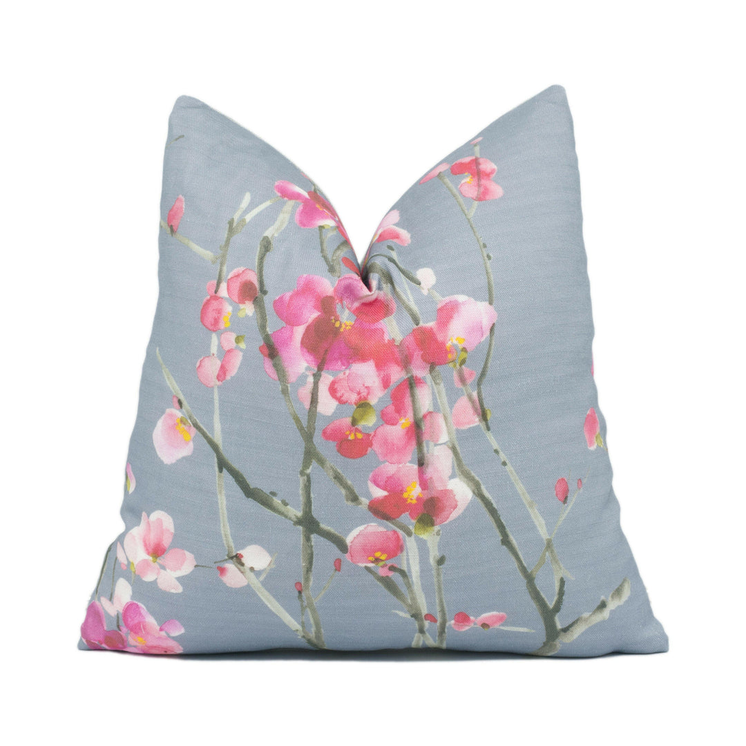 Voyage - Seville - Blossom / Slate - Beautiful Japanese Cherry Blossom Cushion Cover - Handmade Throw Pillow - Designer Home Décor.