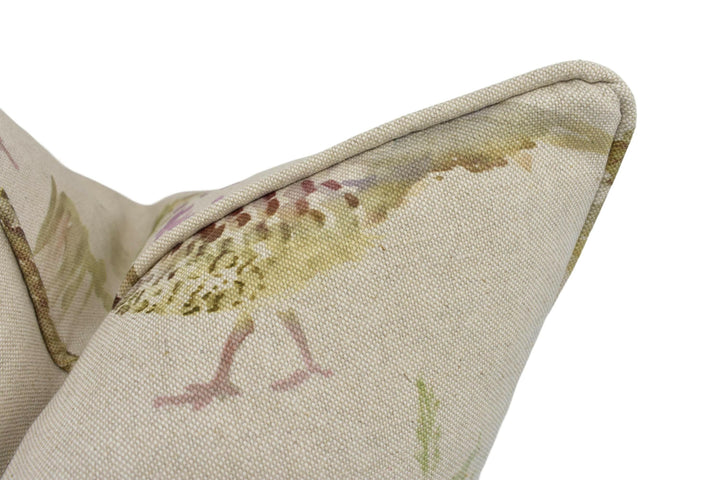 Voyage - Game Birds - Linen - Rustic Countryside Cushion Cover - Watercolour Bird Throw Pillow - Custom Linen Country Pillow Cover Handmade.