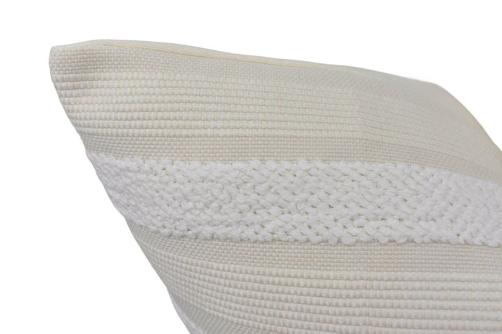 Schumacher - Ohara Stripe Indoor / Outdoor - Ivory - Modern Woven Striped Cushion Cover - White Boucle Stripey Pillow Cover - Custom Pillow.