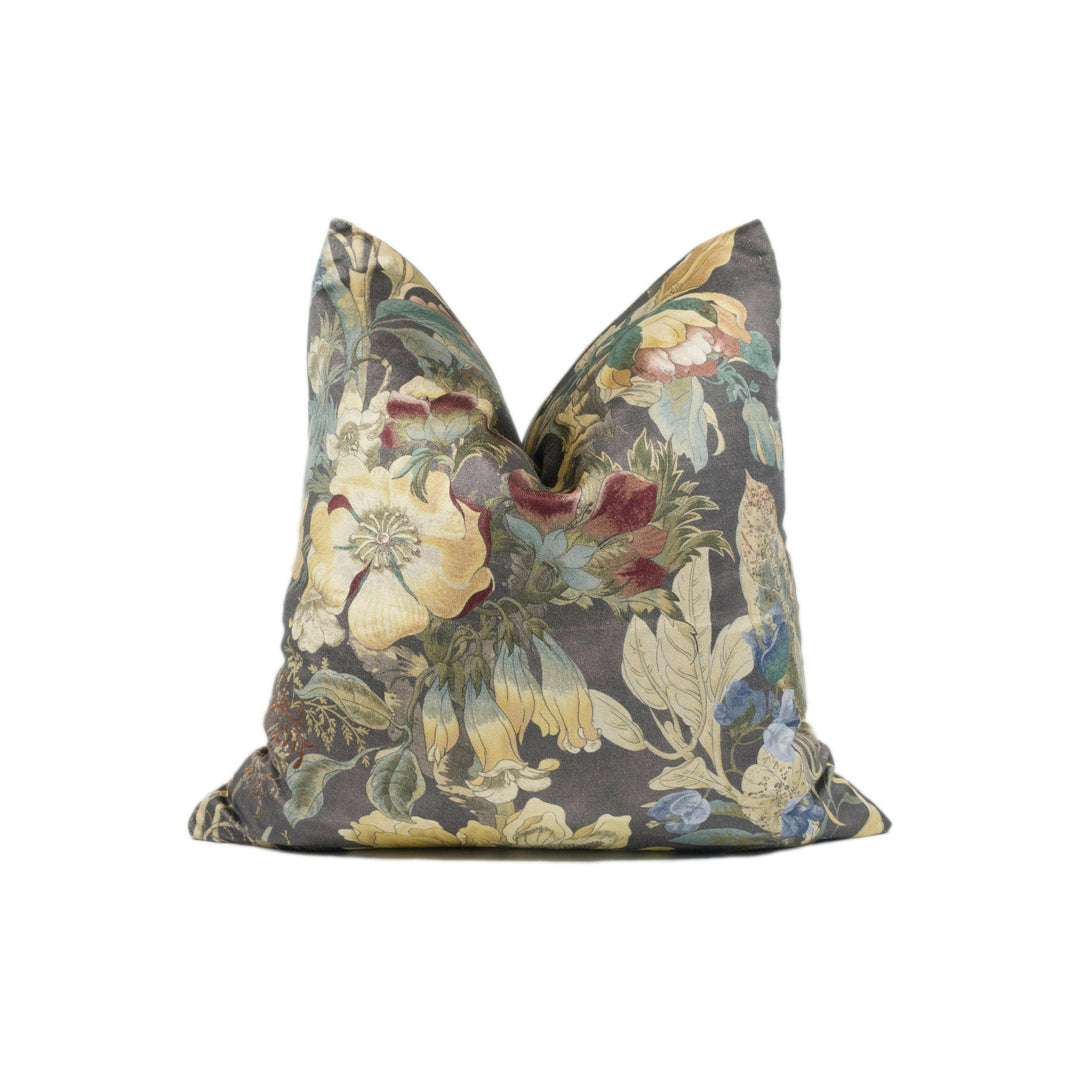 Dramatic Dark Moody Floral Velvet Cushion Cover - Handmade Throw Pillow - Modern Designer Home Décor.