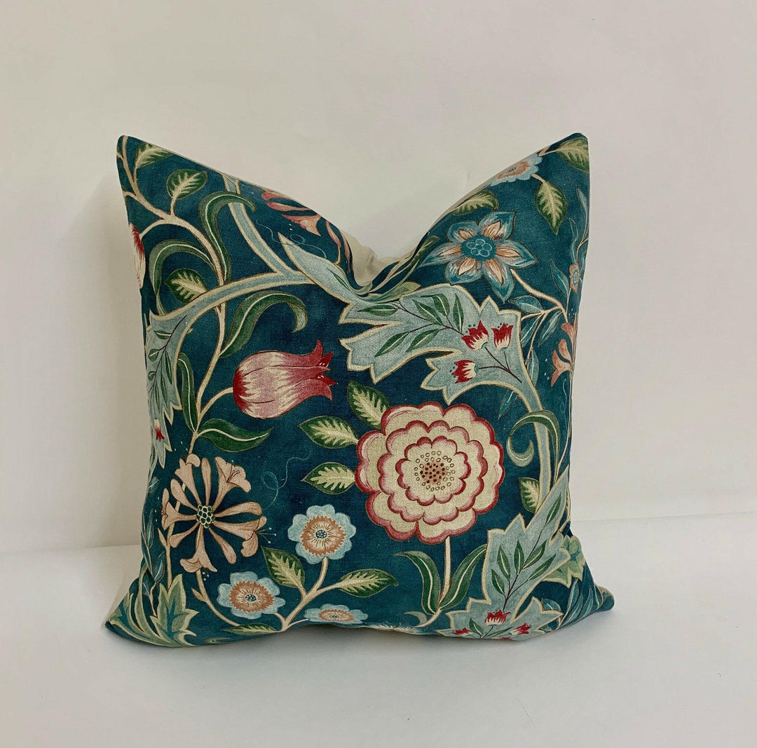 William Morris - Wilhelmina - Teal - Cushion Cover Throw Pillow Designer Home Décor.