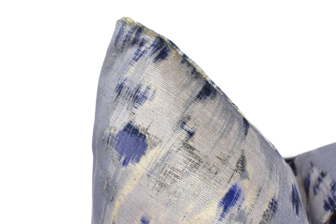 Swaffer - Quartz - 03 Silver Bleu - Fractured Crystal Quartz Designer Velvet Cushion Cover - Luxury Throw Pillow - Handmade Home Decor.