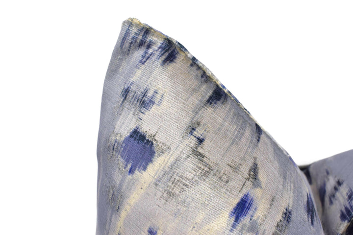 Swaffer - Quartz - 03 Silver Bleu - Fractured Crystal Quartz Designer Velvet Cushion Cover - Luxury Throw Pillow - Handmade Home Decor.