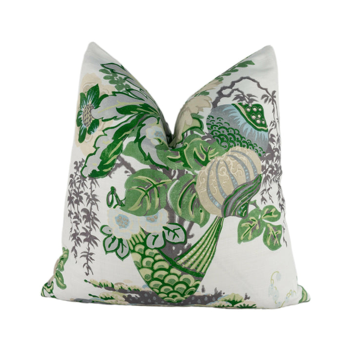 Anna French x Thibaut - Fairbanks - Savoy Collection - Green and White - Stunning Floral Cushion Cover - Handmade Pillow Throw Luxury Home.