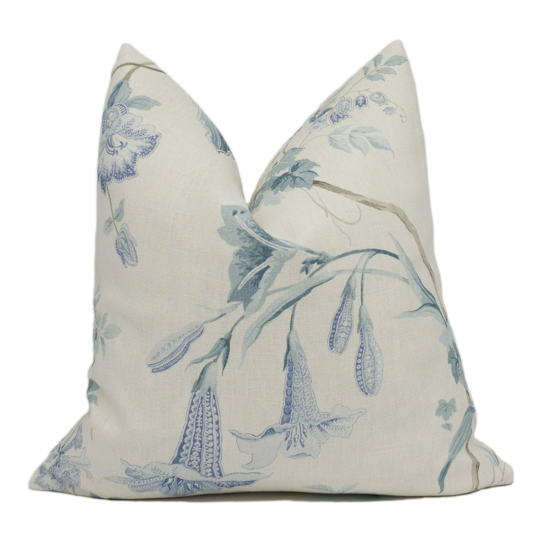 Colefax and Fowler - Datura - Blue - Subtle Demure Classic Floral Cushion Cover - Handmade Throw Pillow - Designer Home Décor.