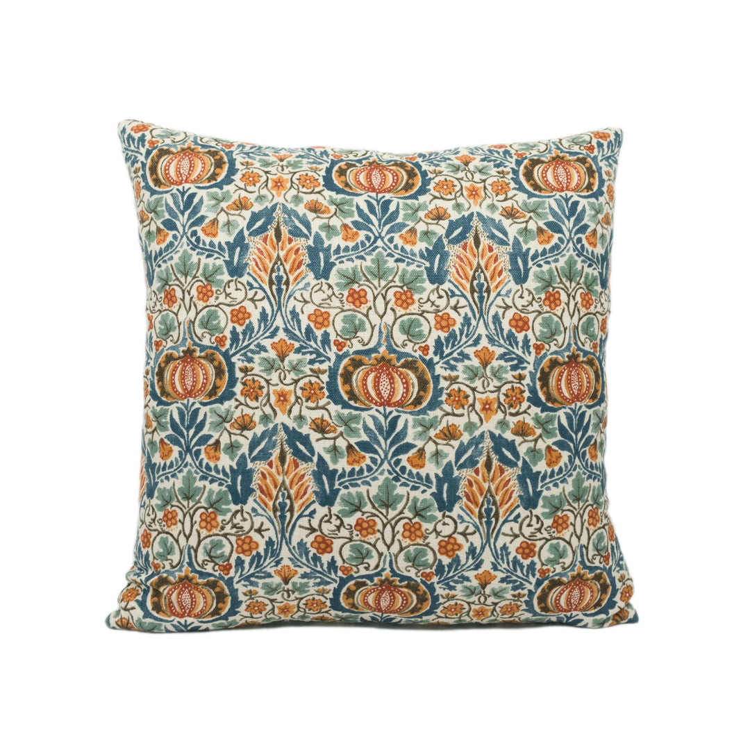 William Morris - Little Chintz - Teal / Saffron - Classic Morris Indian Inspired Pomegranate Designer Cushion Cover- Luxury Throw Pillow.