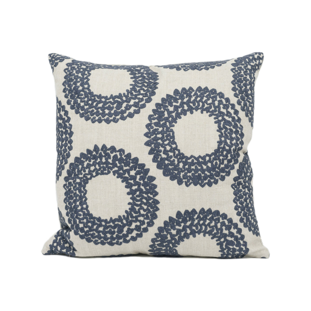 Clarke & Clarke - Dashiki - Indigo - Rustic Geometric Embroidered Cushion Cover - Handmade Throw Pillow - Designer Home Décor