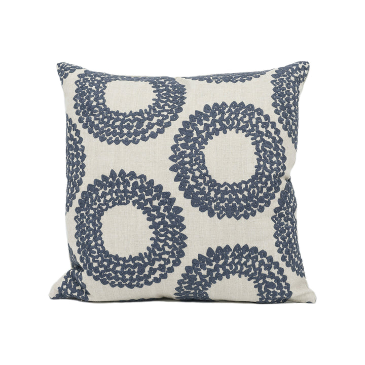 Clarke & Clarke - Dashiki - Indigo - Rustic Geometric Embroidered Cushion Cover - Handmade Throw Pillow - Designer Home Décor