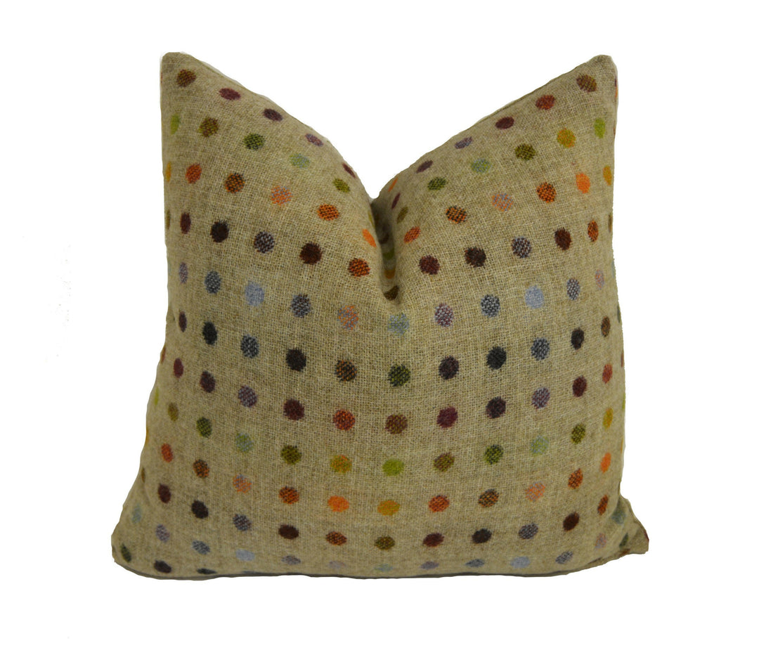Abraham Moon - Multispot - Natural - 100% Wool Cushion Cover - Designer Plaid Pillow Cover - Handmade Custom Abraham Moon Pillow.