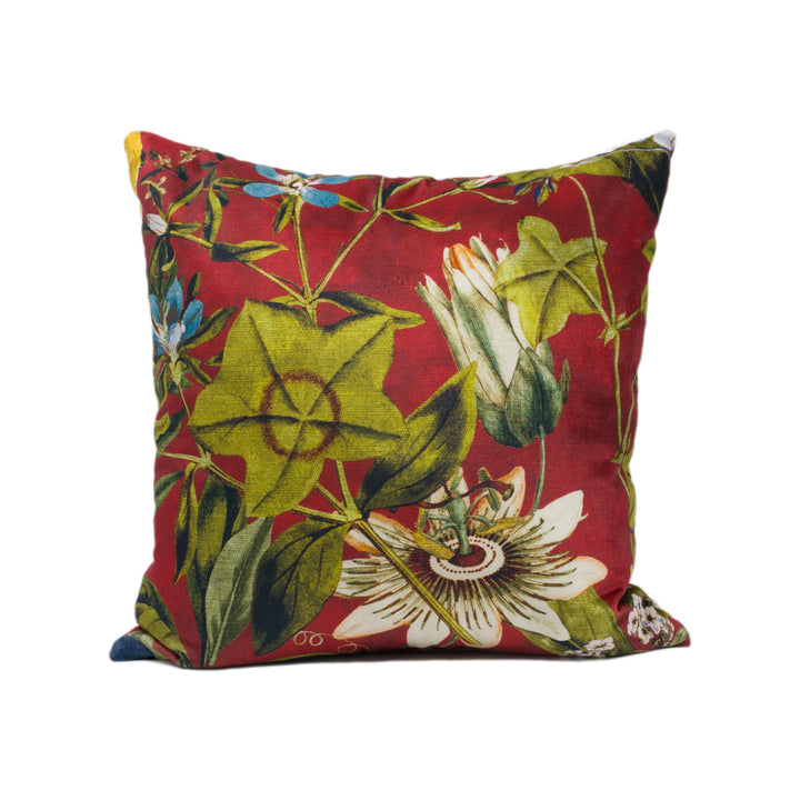 Clarke & Clarke – Passiflora – Rouge – Cushion Cover – Crimson Botanical Velvet