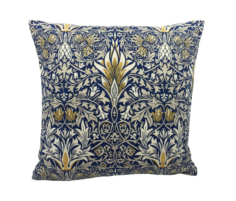William Morris - Snakeshead  - Indigo / Hemp  Cushion Cover Throw Pillow Designer Home Decor.