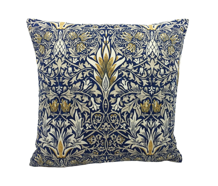 William Morris - Snakeshead  - Indigo / Hemp  Cushion Cover Throw Pillow Designer Home Decor.