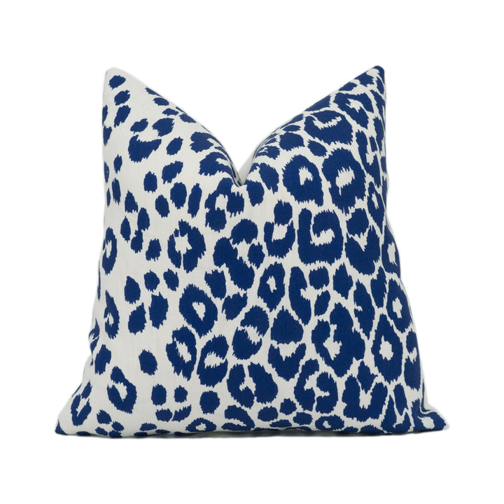 Schumacher - Iconic Leopard - Ink - Chic Animal Print Designer Cushion Cover - Cat Print Throw Pillow Cover - Blue White Pillow.