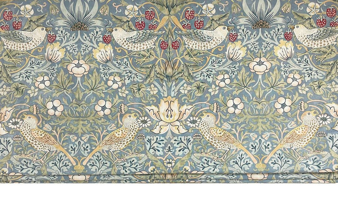 William Morris - Strawberry thief - Slate / Vellum - Made To Measure Professionally Made Roman Blind.