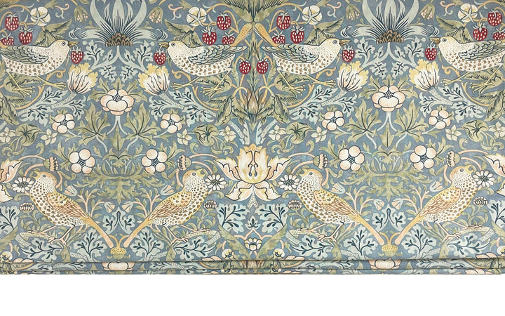 William Morris - Strawberry thief - Slate / Vellum - Made To Measure Professionally Made Roman Blind.
