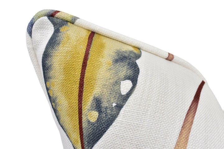 Harlequin - Kinina - Graphite / Mustard - Calming Watercolour Gum Tree Leaves Designer Cushion Cover - Luxury Throw Pillow - Handmade Home.