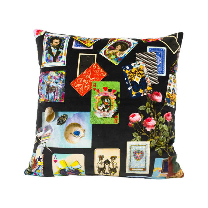 Designers Guild x Christian Lacroix - Maison De Jeu - Reglisse - House of Cards Velvet Cushion Cover - Tarot Throw Pillow - Quirky Designer.