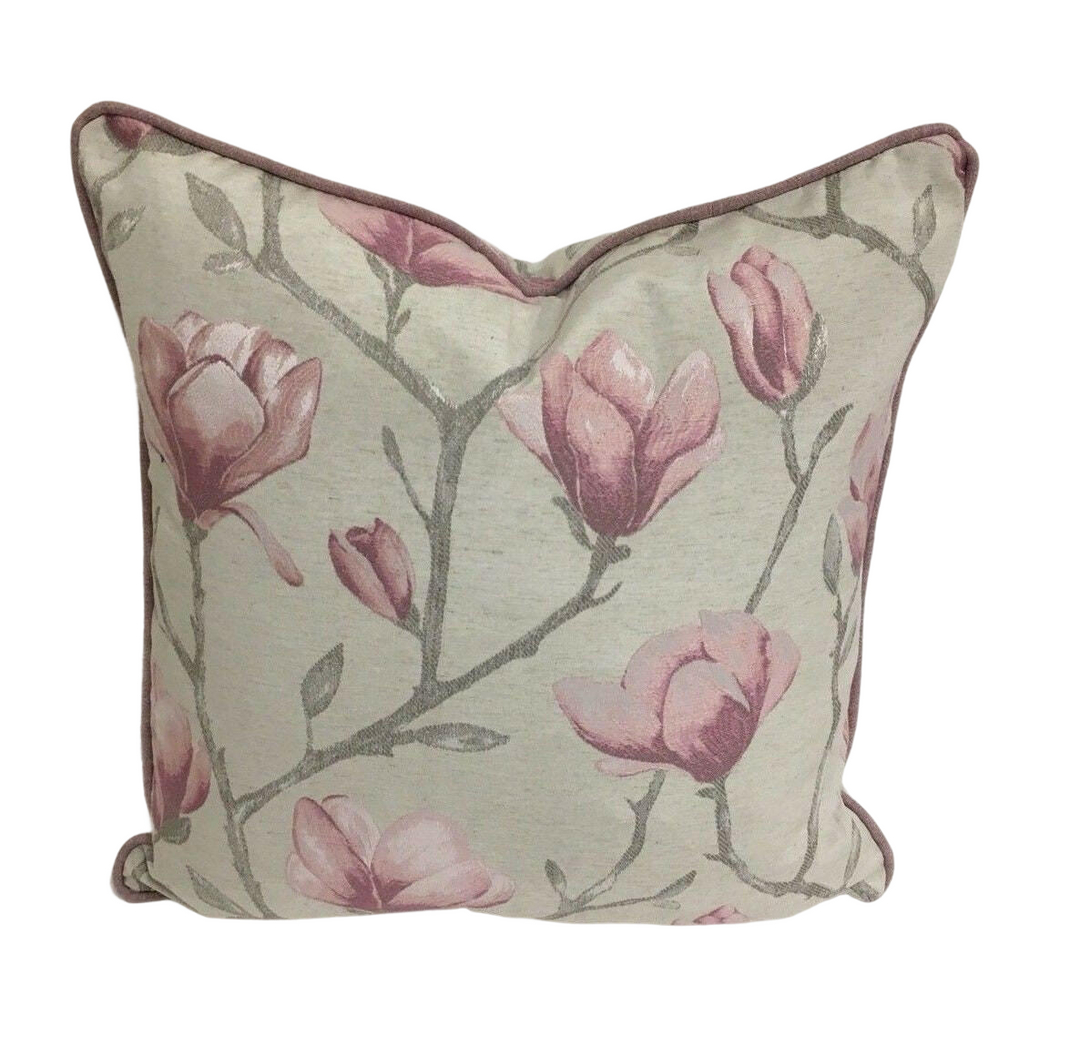 Voyage - Chatsworth - Rose - Magnificent Jacquard Magnolia Cushion Cover - Handmade Throw Pillow Designer Home Decor.