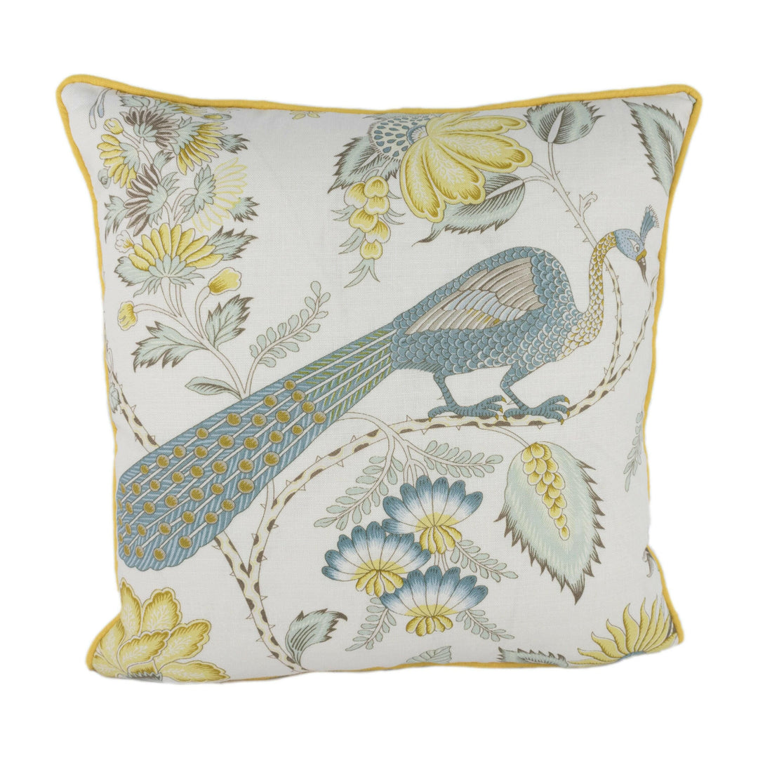 Schumacher - Campagne - Cadet / Citron - Lush Lively French Floral Designer Cushion Cover - Handmade Throw Pillow - Designer Home Decor.